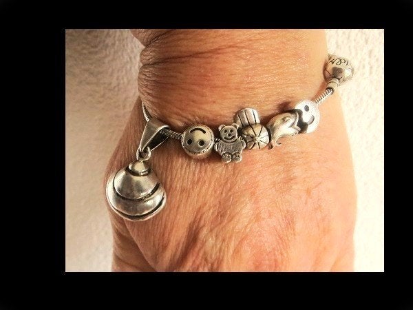 Bijzonder Zilveren Armband KIDS SIM met 5 hangertjes!, Sieraden, Tassen en Uiterlijk, Verzenden, Zilver, Armband