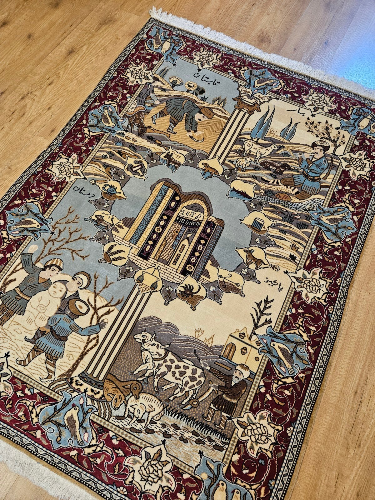 Handgeknoopt perzisch tapijt ghom 148x108, Info@SlatsAntiek.nl, Perzisch, Vof Slats Antiek, Ophalen of Verzenden