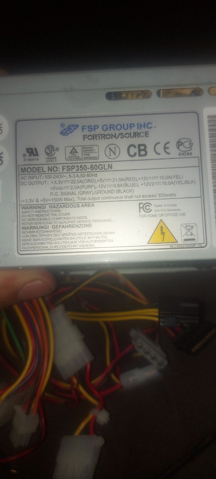 FSP Group Inc. FSP350-60GLN Voeding, Ophalen, Gebruikt