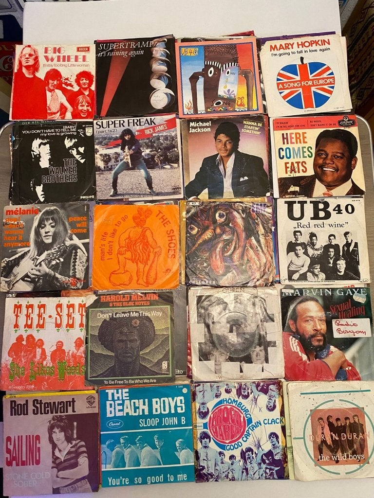 Partij vinyl singles, Cd's en Dvd's, Vinyl Singles, Gebruikt, Fotohoes, Single, Pop, 7 inch, Ophalen of Verzenden
