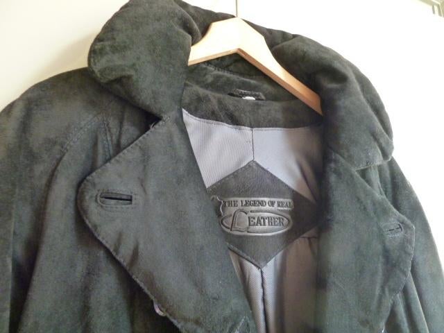 Winter jas suede-leer maat 42-44 (ruim) warme jas., Kleding | Dames, Verzenden, Zo goed als nieuw, Maat 42/44 (L), Zwart