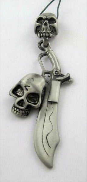 Biker, Hanger zwaard met doodskoppen, schedels, skull (505), Ophalen, Nieuw, Zilver, Overige materialen