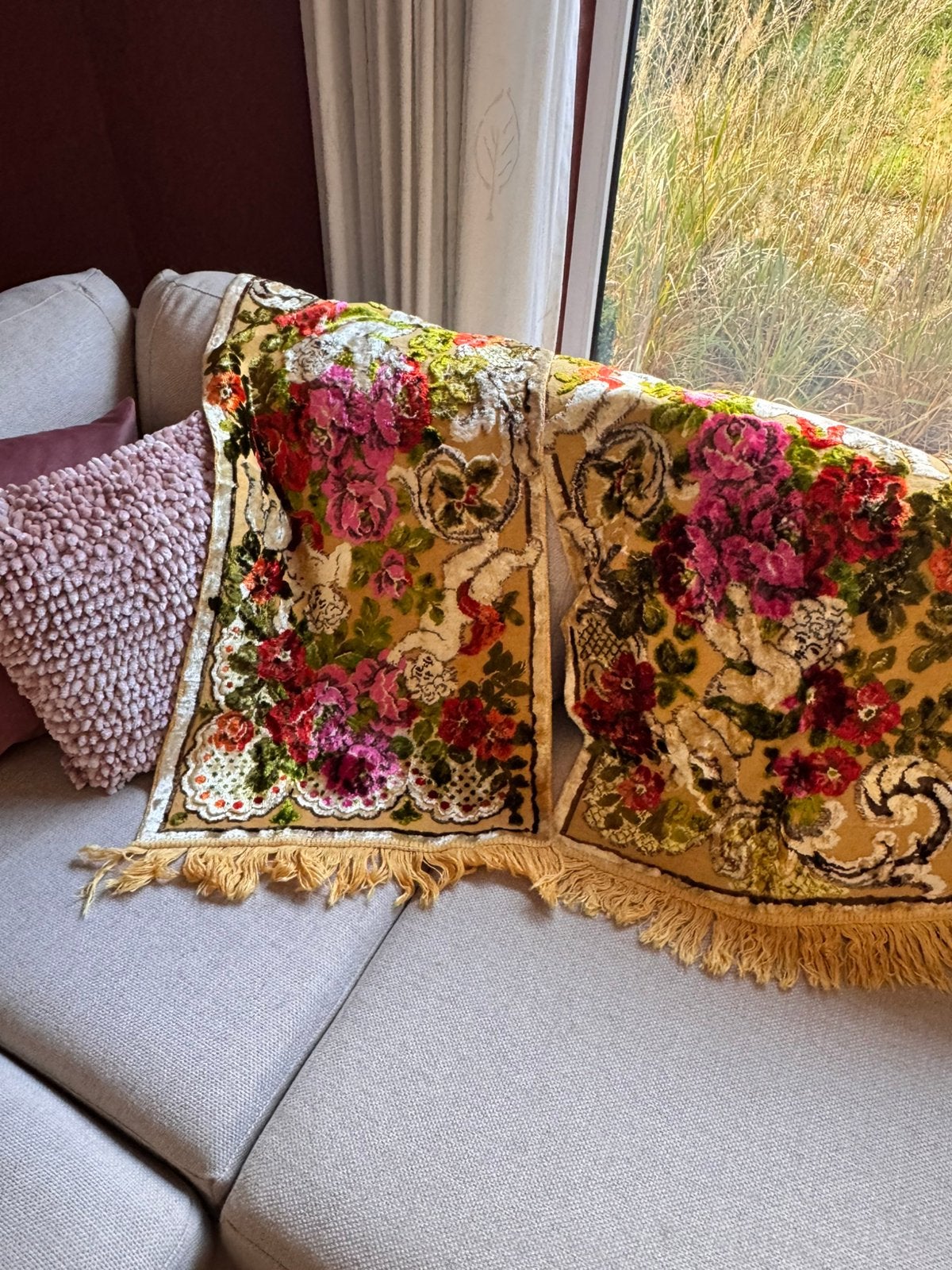 Vintage Italiaans kleedje, sprei, wandkleed - per stuk, Ophalen of Verzenden, Zo goed als nieuw, Vierkant