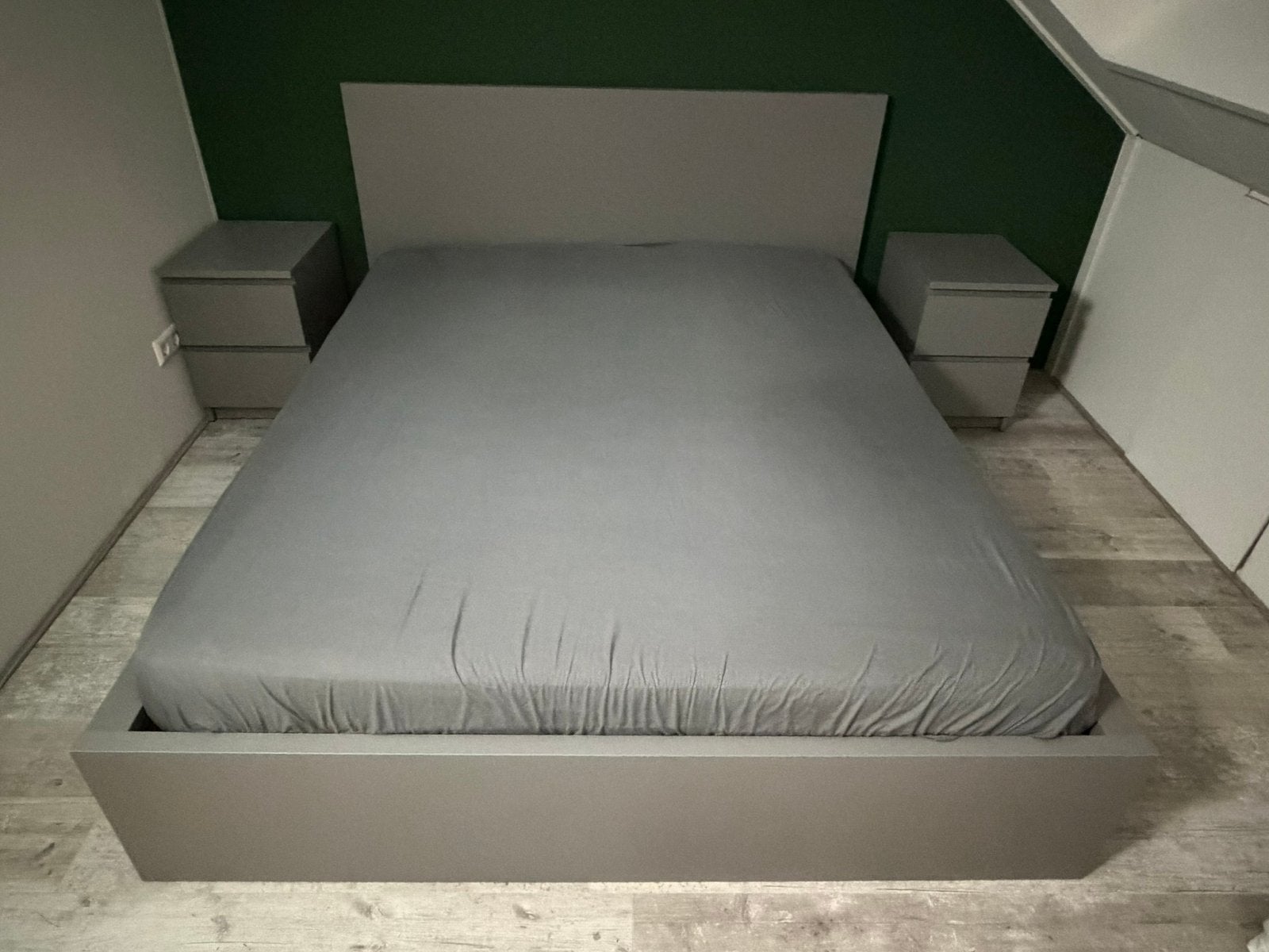 Ikea malm bedframe 140x200 grijs, Huis en Inrichting, Ophalen, Wit, Tweepersoons, 140 cm