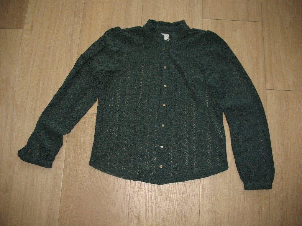 Cotton Club Kanten Blouse Mosgroen Mt. S Zolderopruiming, Ophalen of Verzenden, Zo goed als nieuw, Maat 36 (S), Cotton Club