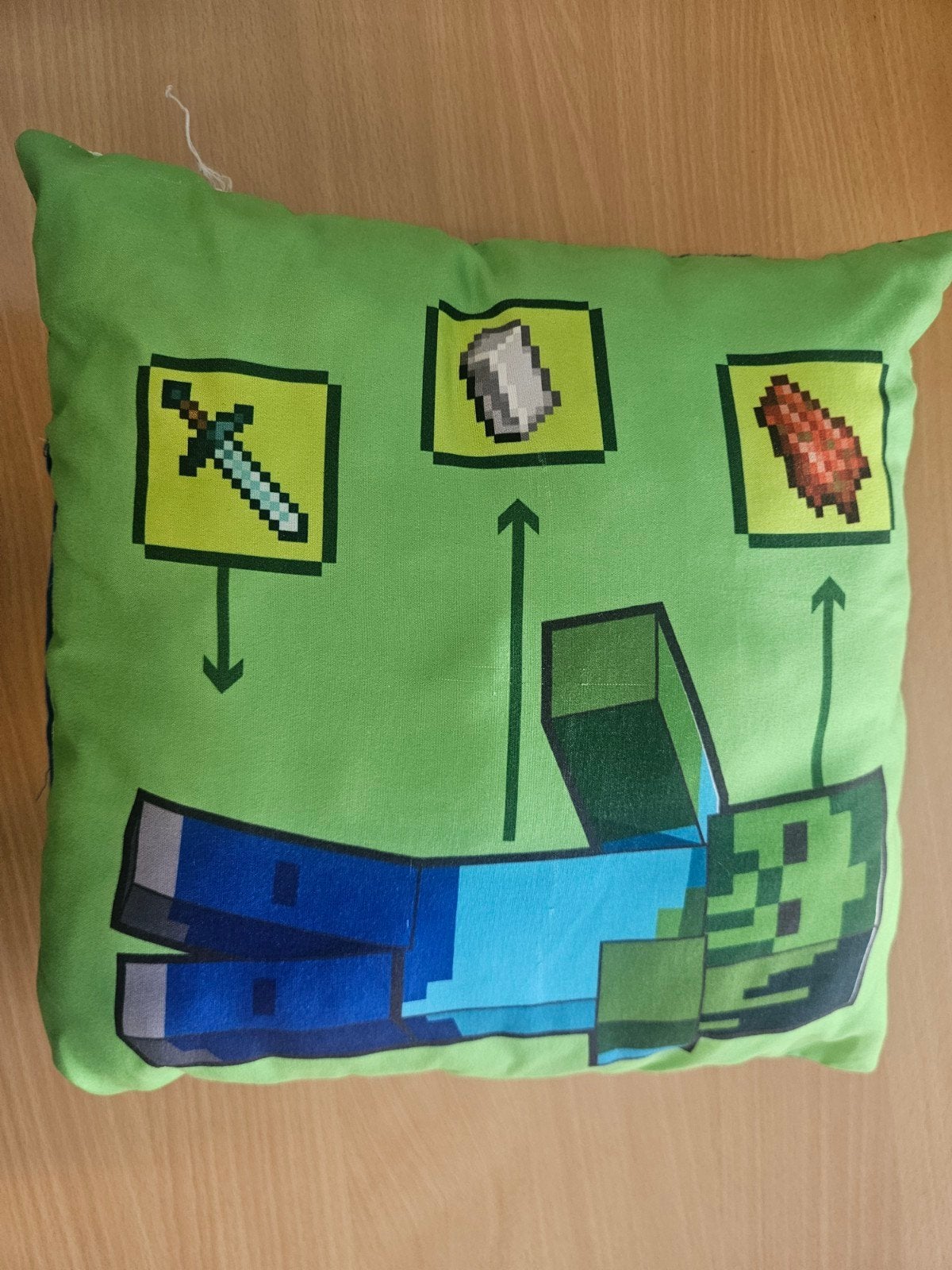 Minecraft Sierkussen - Groen met pixel design, Huis en Inrichting, Ophalen, Gebruikt, Met print, Vierkant