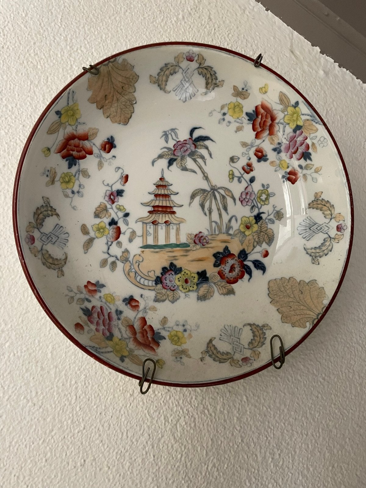 Antiek decoratief bord met Chinees tafereel, Ophalen of Verzenden