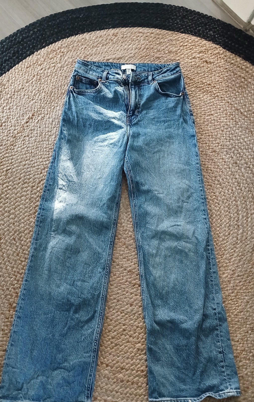 Wide leg H&M spijkerbroek broek straight, Ophalen of Verzenden, Blauw