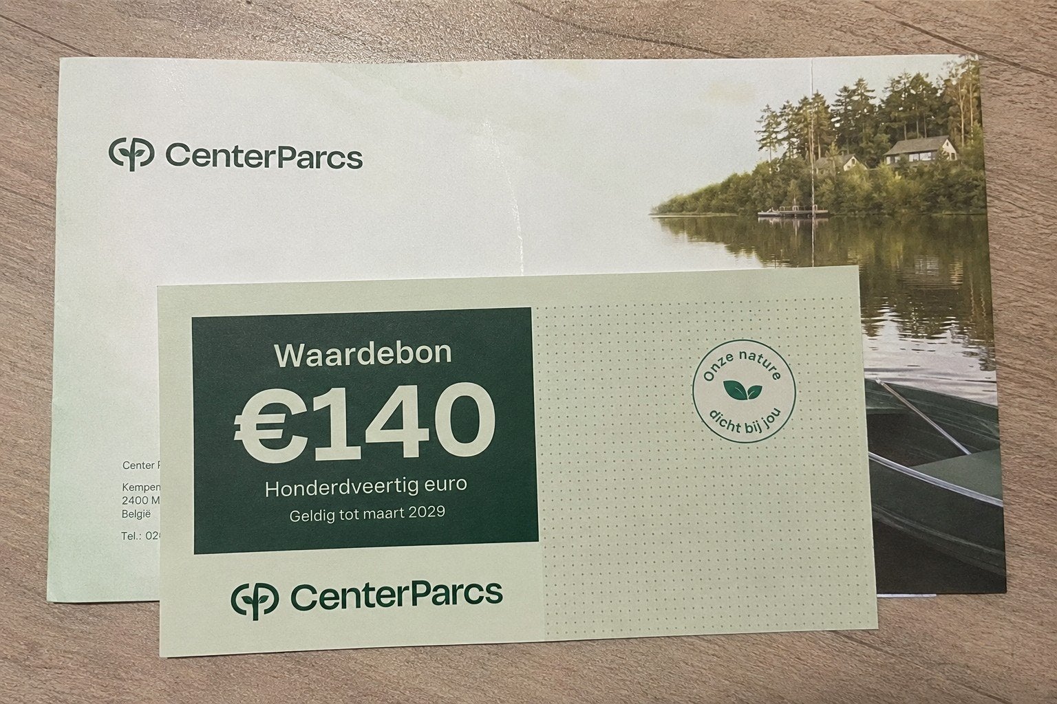 Center Parcs waardebon t.w.v. €140 – geldig t/m maart 2029, Tickets en Kaartjes, Kortingen en Cadeaubonnen, Drie personen of meer