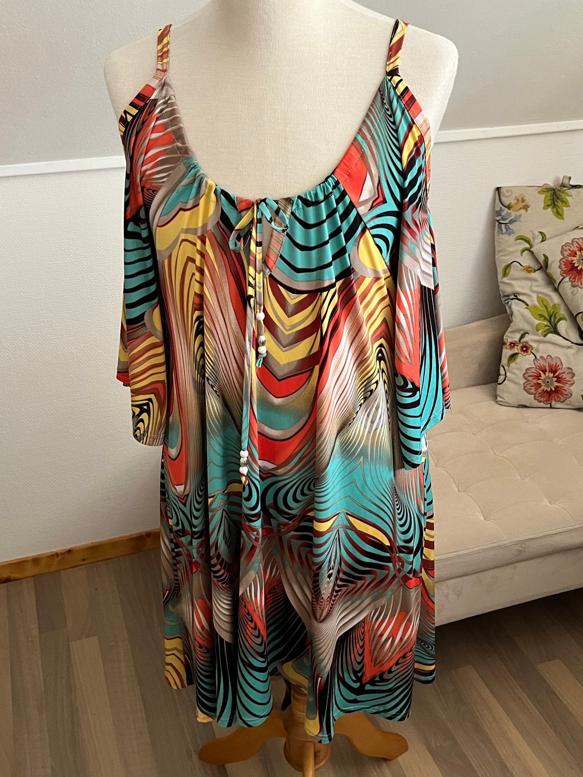 Magna zomerjurk met abstracte print, maat XL/44/46, Kleding | Dames, Meerkleurig, Maat 42/44 (L), Ophalen of Verzenden, Zo goed als nieuw