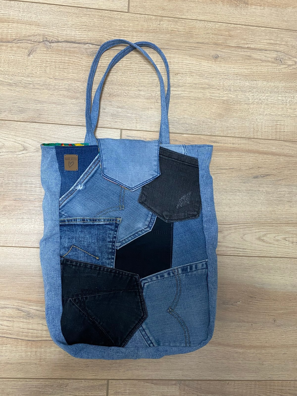 Unieke denim shopper tas - Handgemaakt van gerecyclede jeans, Verzenden, Nieuw, Blauw, Shopper