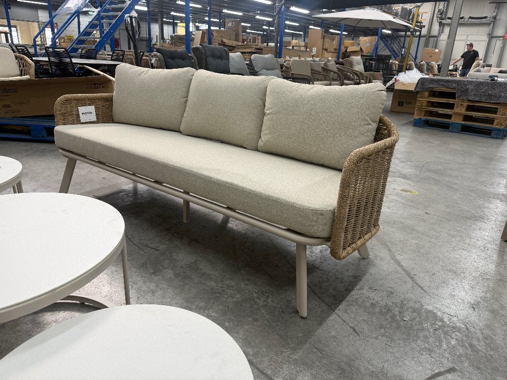 Bologna loungebank | wicker + aluminium | beige, Ophalen, Zo goed als nieuw, Hallo@tuinmeubelwereld.nl, Wicker