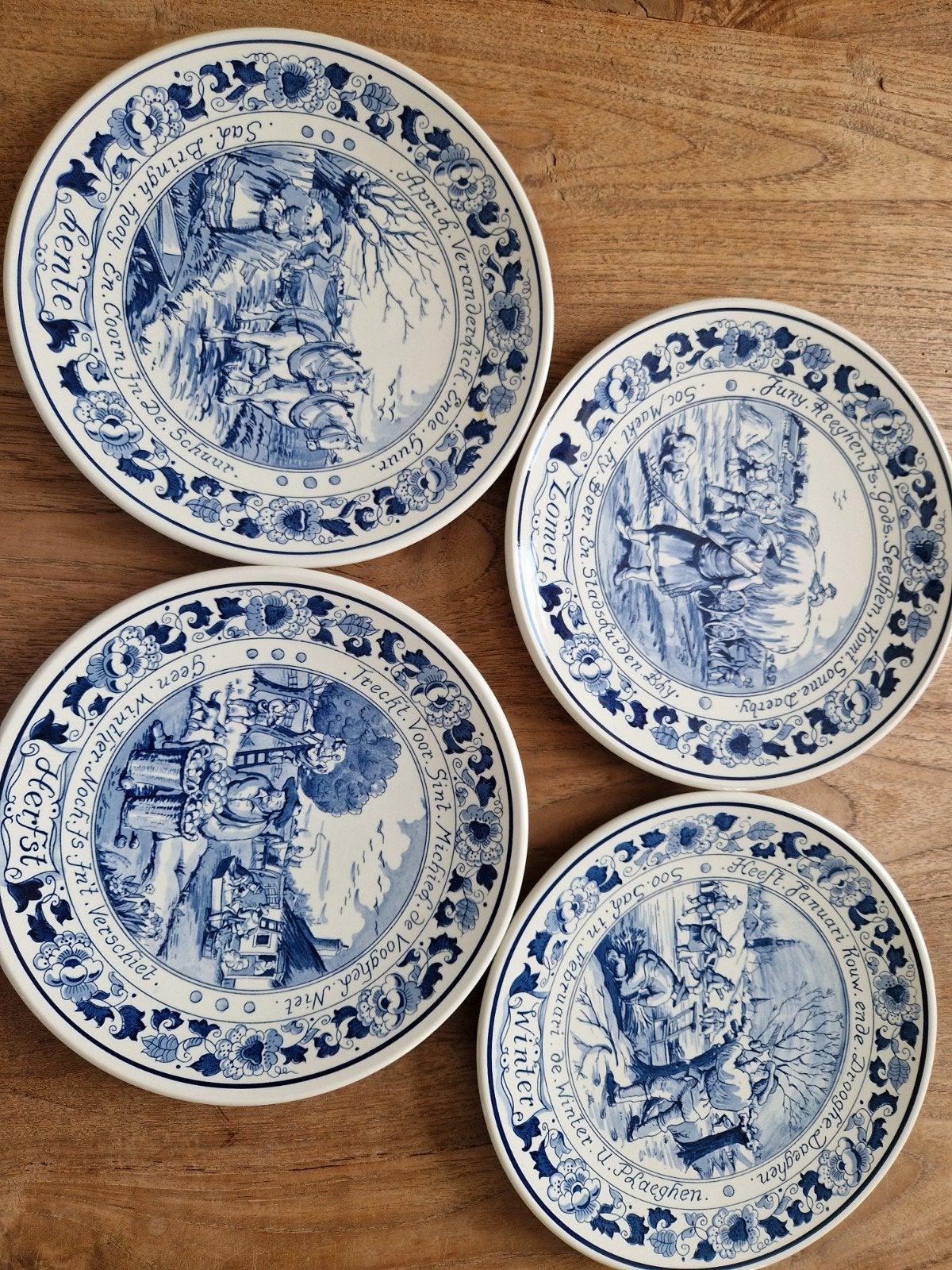 Delfts Blauwe Sierborden - De Vier Jaargetijden, Ophalen of Verzenden