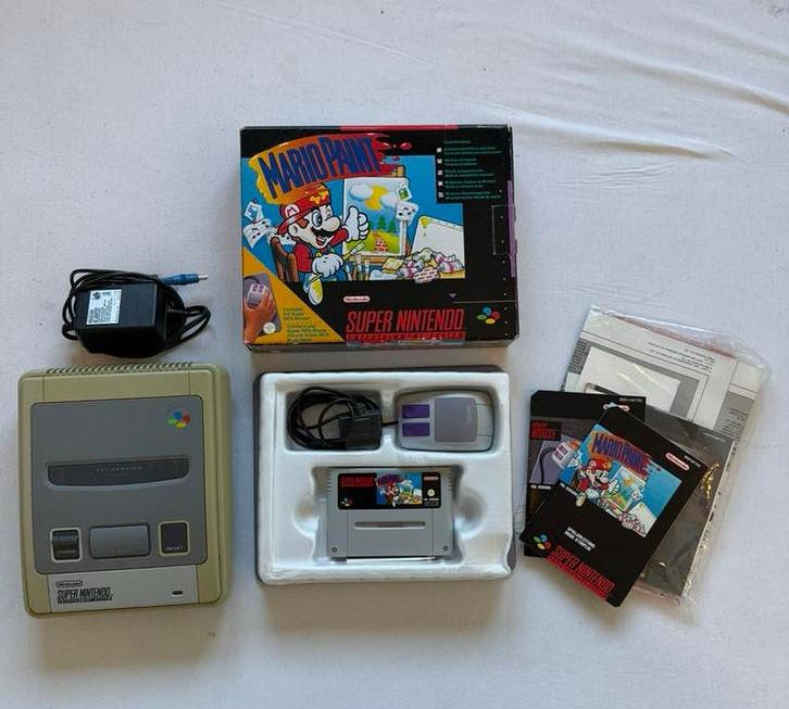 Super Nintendo SNES met Mario Paint set – compleet in doos, Ophalen of Verzenden, Zo goed als nieuw, Zonder controller, Met games