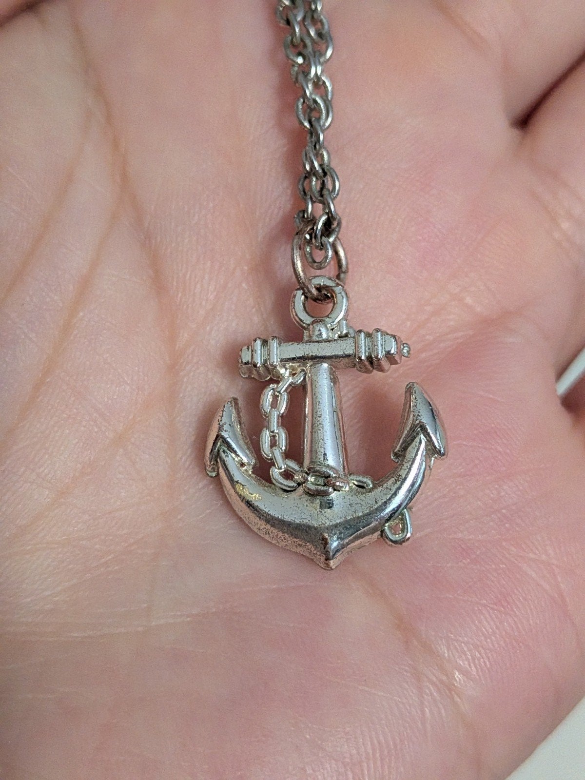 Zilverkleurige anker ketting, Gebruikt, Ophalen of Verzenden, Zilver, Overige materialen