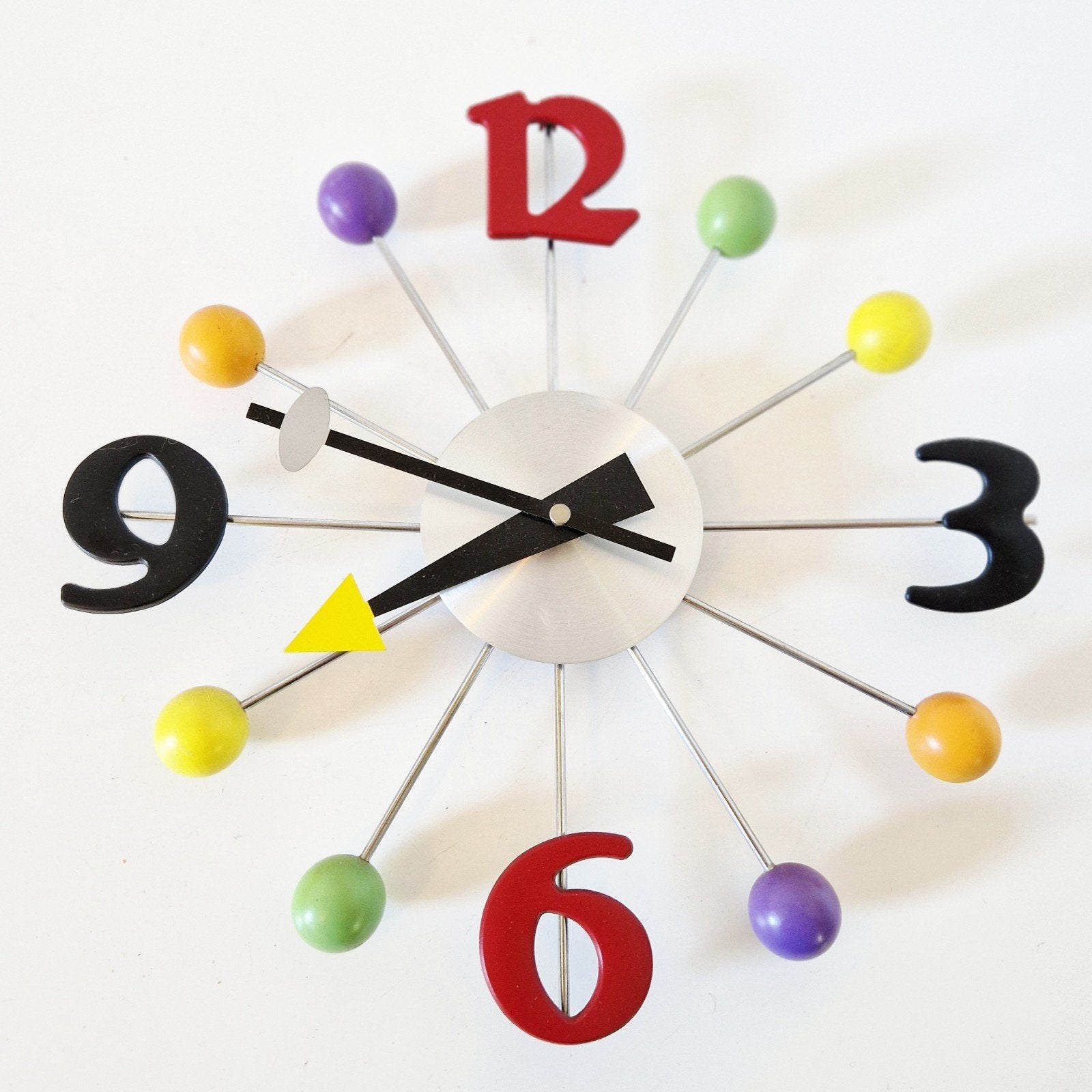 Retro Sputnik Klok  33 cm diameter bollen wandklok, Antiek en Kunst, Ophalen of Verzenden