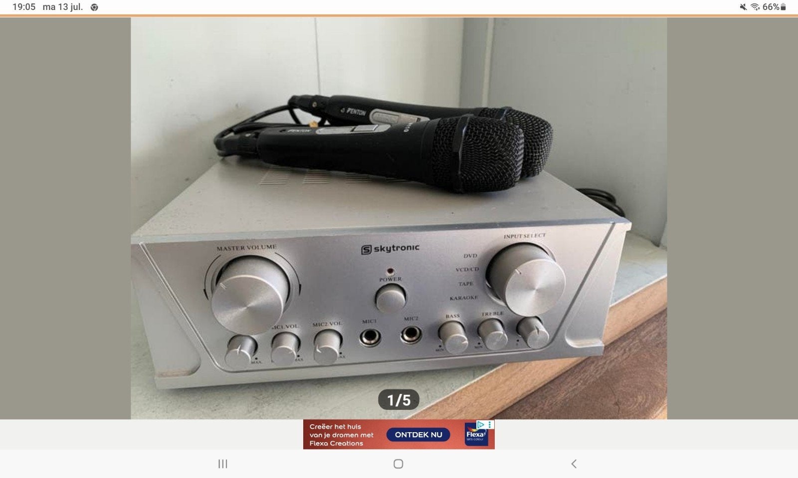Skytronic 103.100 200W Versterker met 2 Microfoons, Audio, Tv en Foto, Karaoke-apparatuur, Ophalen of Verzenden, Gebruikt