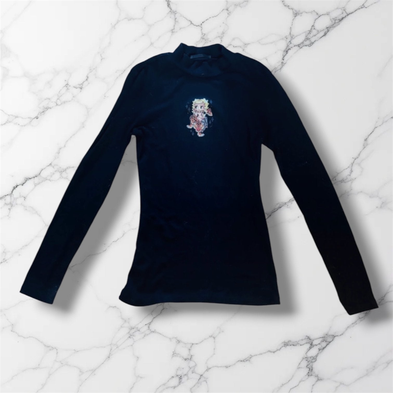 Zwarte longsleeve met Betty Boop print - Maat M, Kleding | Dames, Maat 38/40 (M), Zwart, Ophalen of Verzenden, Lange mouw