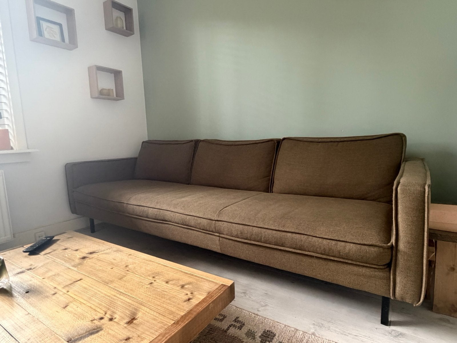 Slimm bank 4-zits 241cm, Huis en Inrichting, Ophalen, 75 tot 100 cm, Zo goed als nieuw, Rechte bank