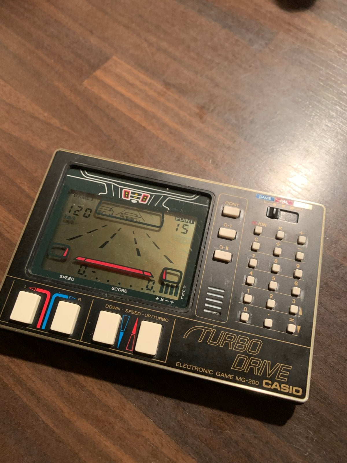Vintage Casio MG-200 Turbo Drive Elektronisch Spel uit 1983, Gebruikt, 1 speler, Racen en Vliegen, Ophalen of Verzenden