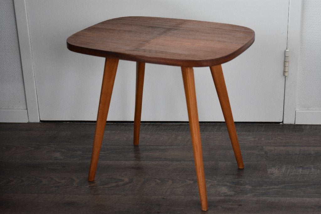 Retro design vintage houten palisander koffie tafeltje 60, Ophalen, Minder dan 45 cm, Minder dan 55 cm, Gebruikt
