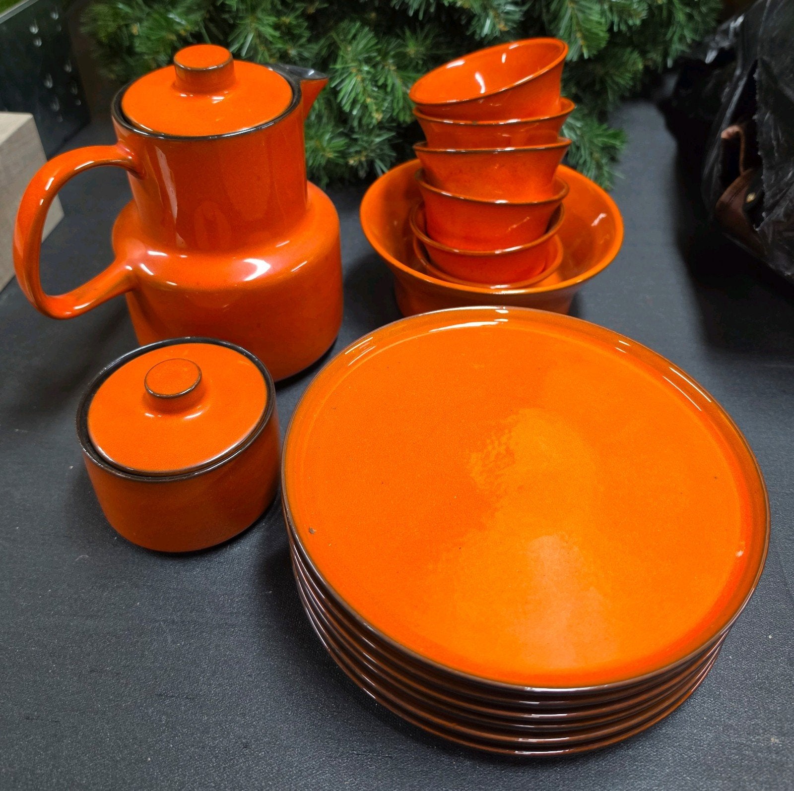 Vintage Oranje servies oa. Melita Ceracron, Antiek en Kunst, Antiek | Keramiek en Aardewerk, Ophalen