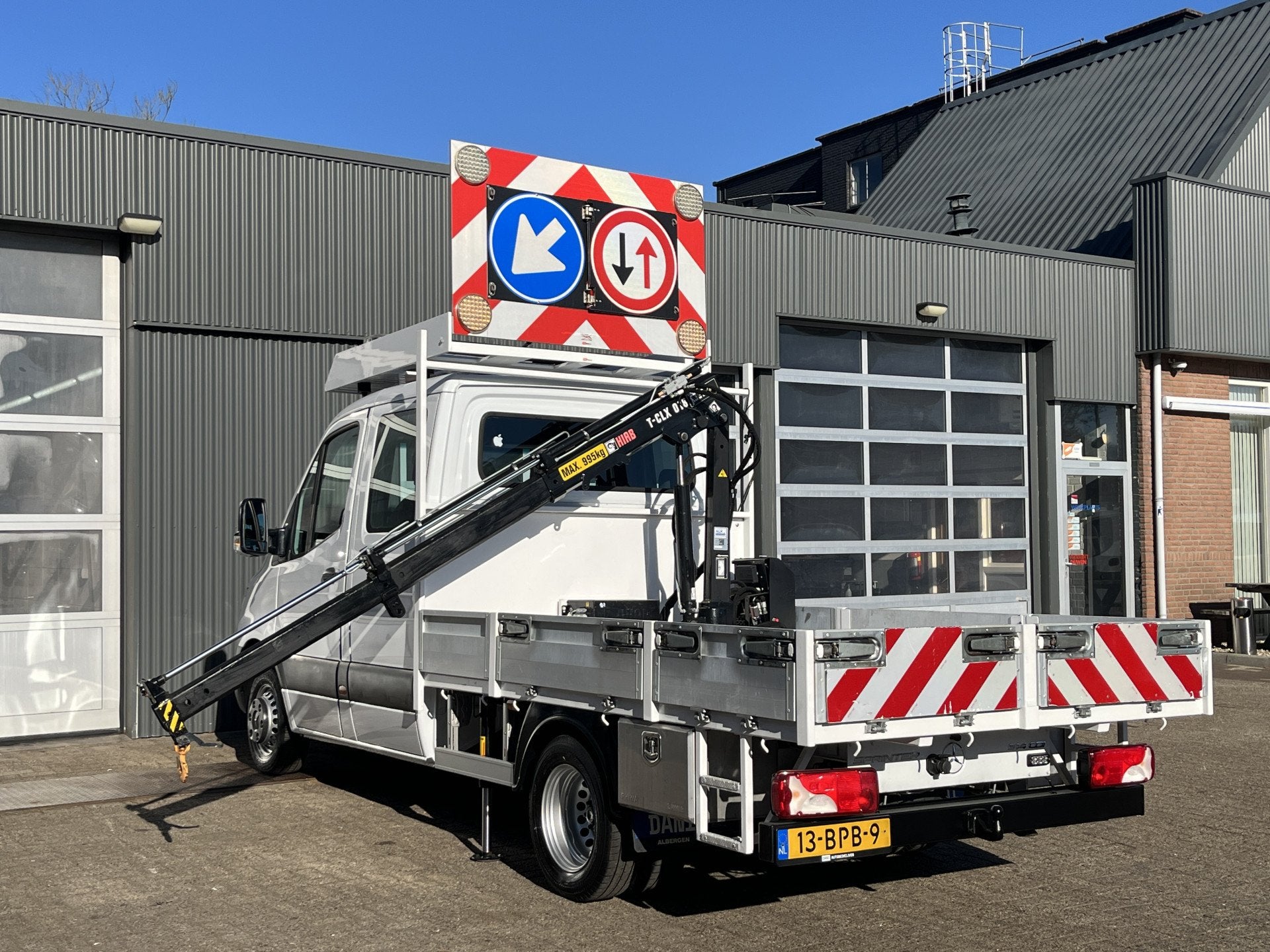 Mercedes-Benz Sprinter 514 CDI 366 Hiab Laadkraan 018T Trekh, Auto's, Stof, Gebruikt, Wit, Bedrijf