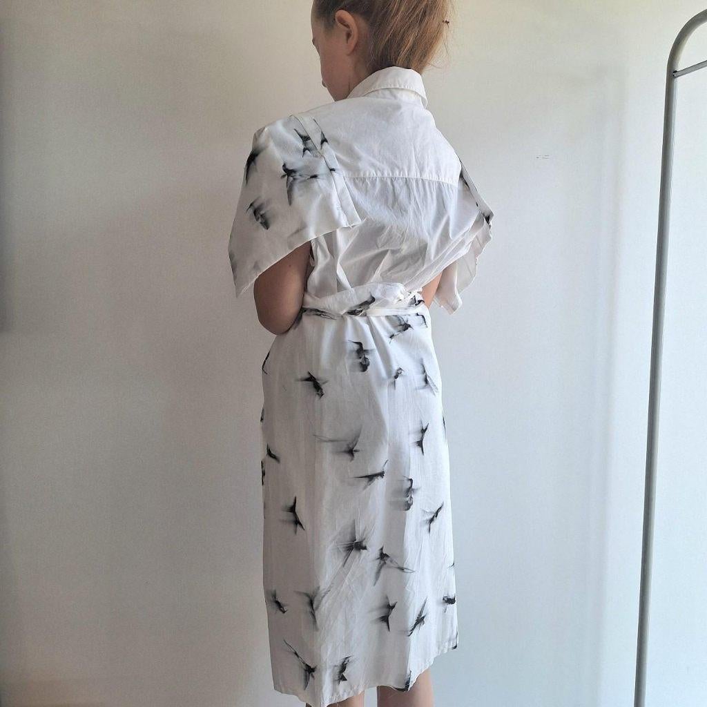 Ann Demeulemeester katoenen zomer set wikkel rok blousejurk, Maat 38/40 (M), Kostuum of Pak, Wit, Nieuw