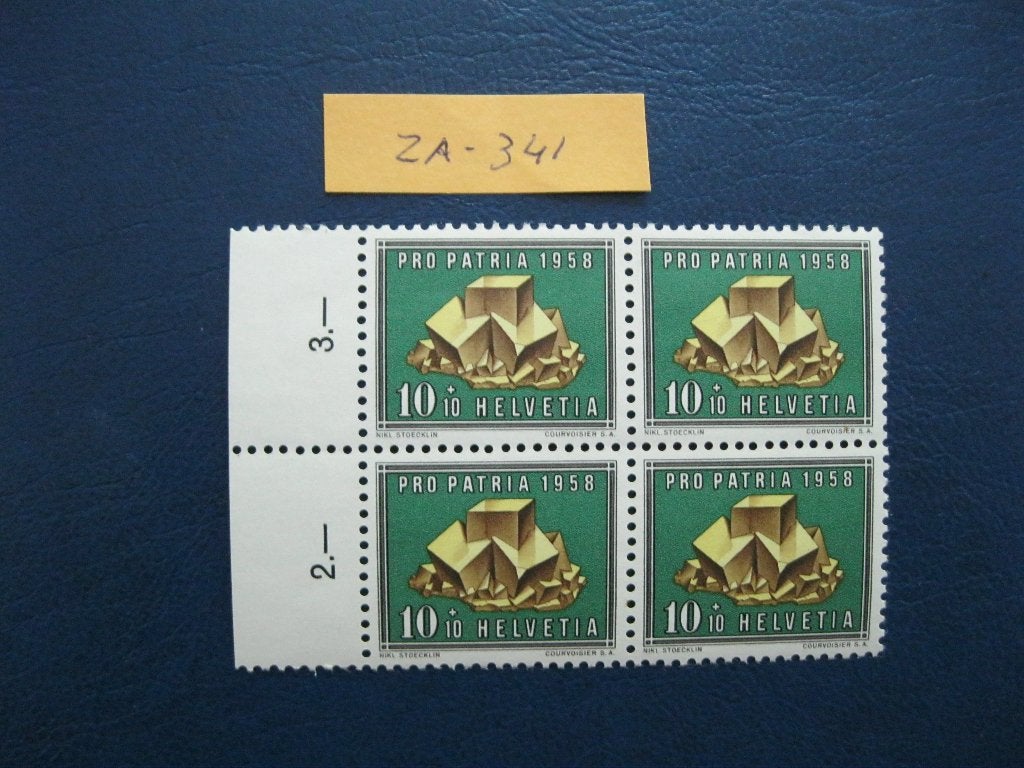 zwitserland - 4 blok mineralen / postfris 1958 (za-341), Ophalen of Verzenden, Postfris