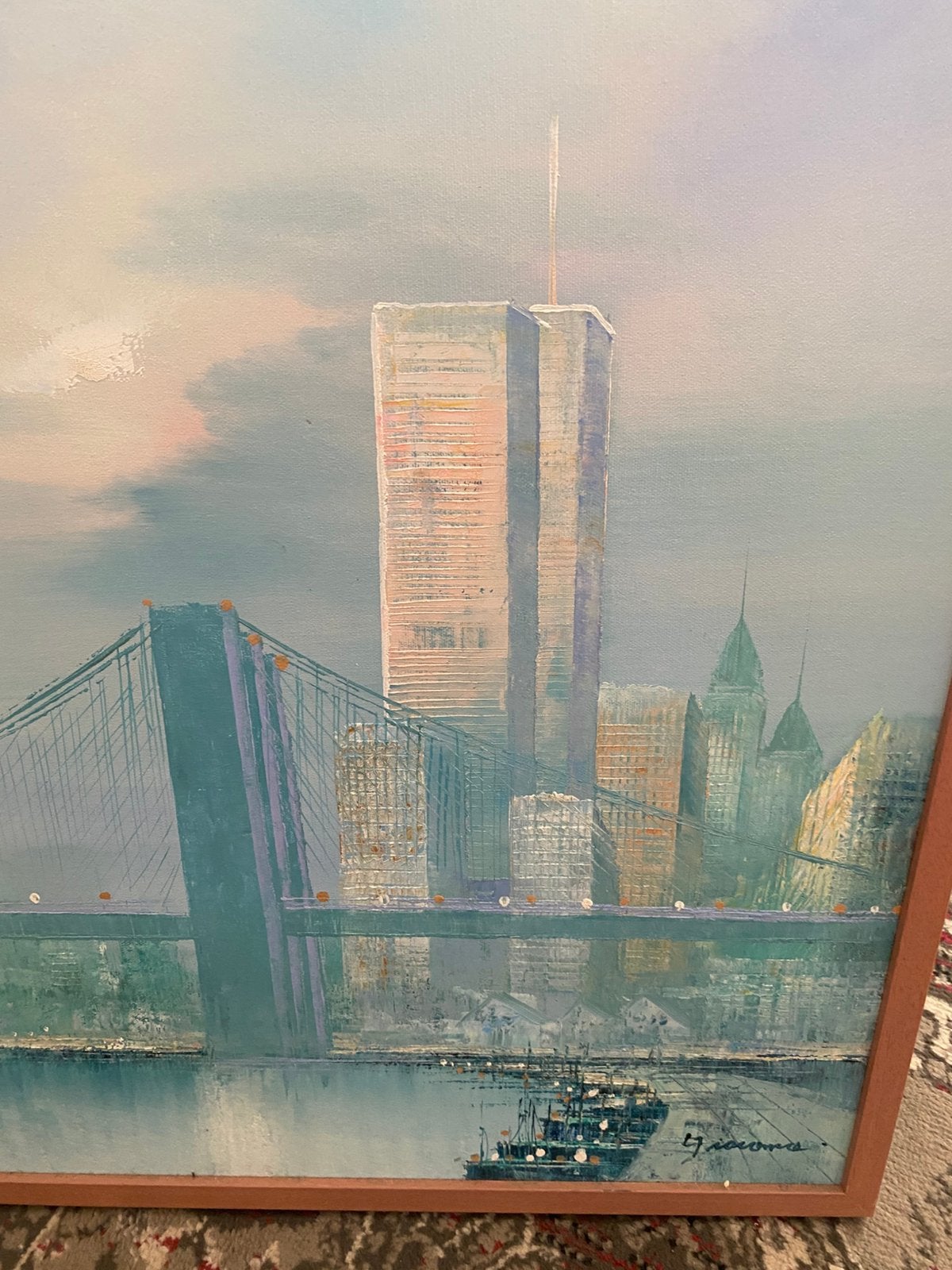 Schilderij stadsgezicht schilder Giocomo Ophalen, Ophalen
