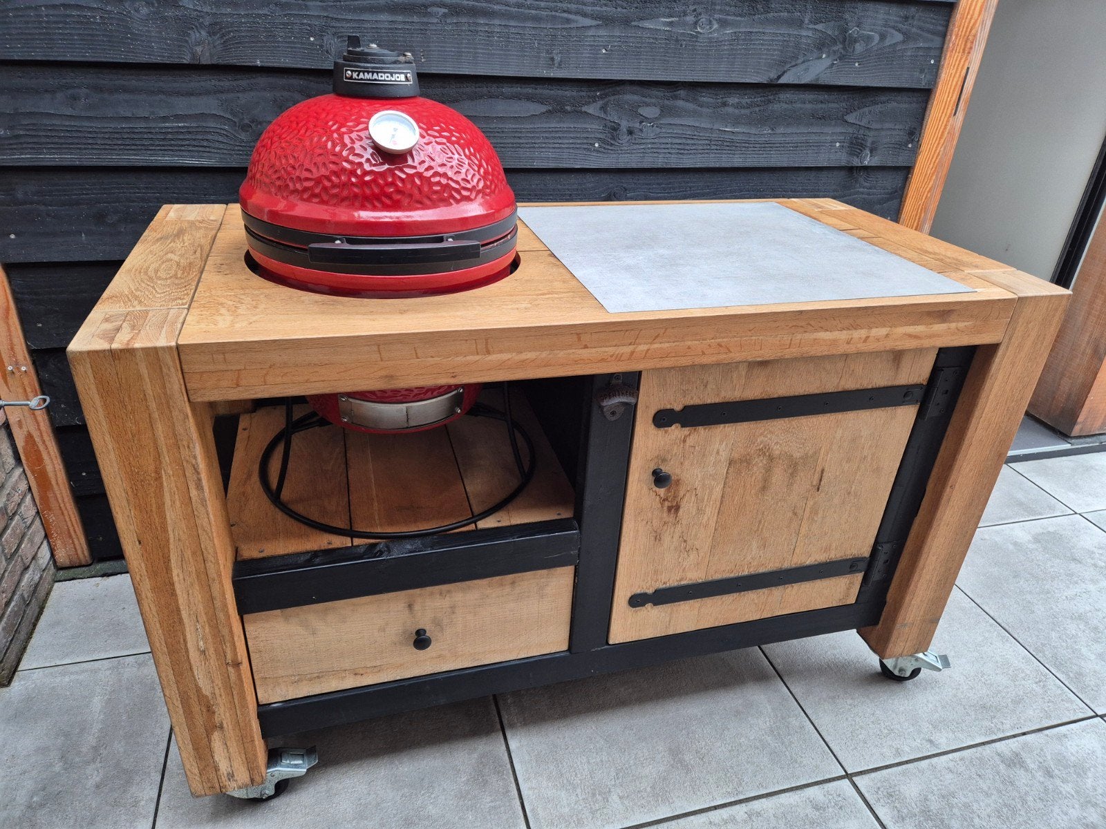 Kamado Joe incl eiken buitenkeuken / BBQ tafel, Ophalen, Gebruikt, Vrijstaand, Kamado Joe