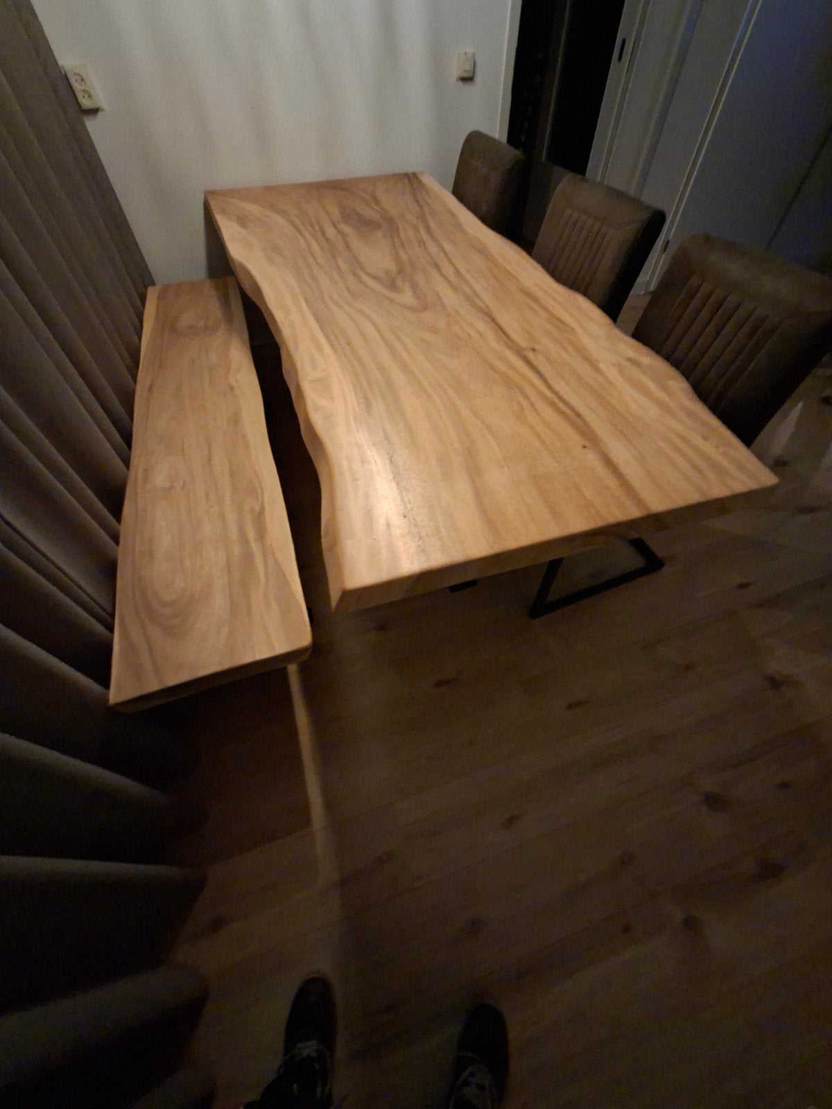 Boomstam houten  Eettafel 100x221., Ophalen, Rechthoekig, 50 tot 100 cm