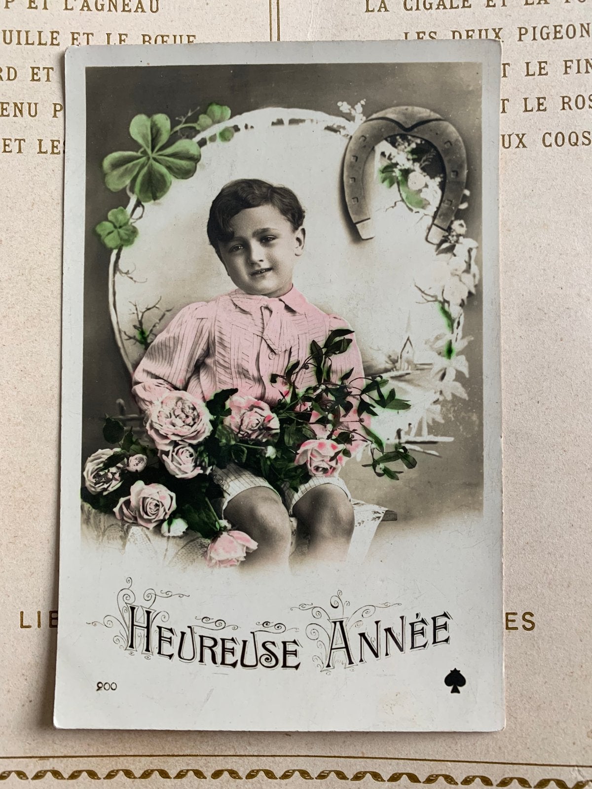Heureuse Année - klaver 4 (HE), Ophalen of Verzenden, Voor 1920, Gelopen, Feest(dag)