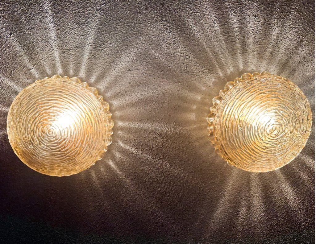 Vintage paar amber Glashütte limburg wandlampen, Niet ingevuld, Niet ingevuld, Ophalen of Verzenden, Zo goed als nieuw