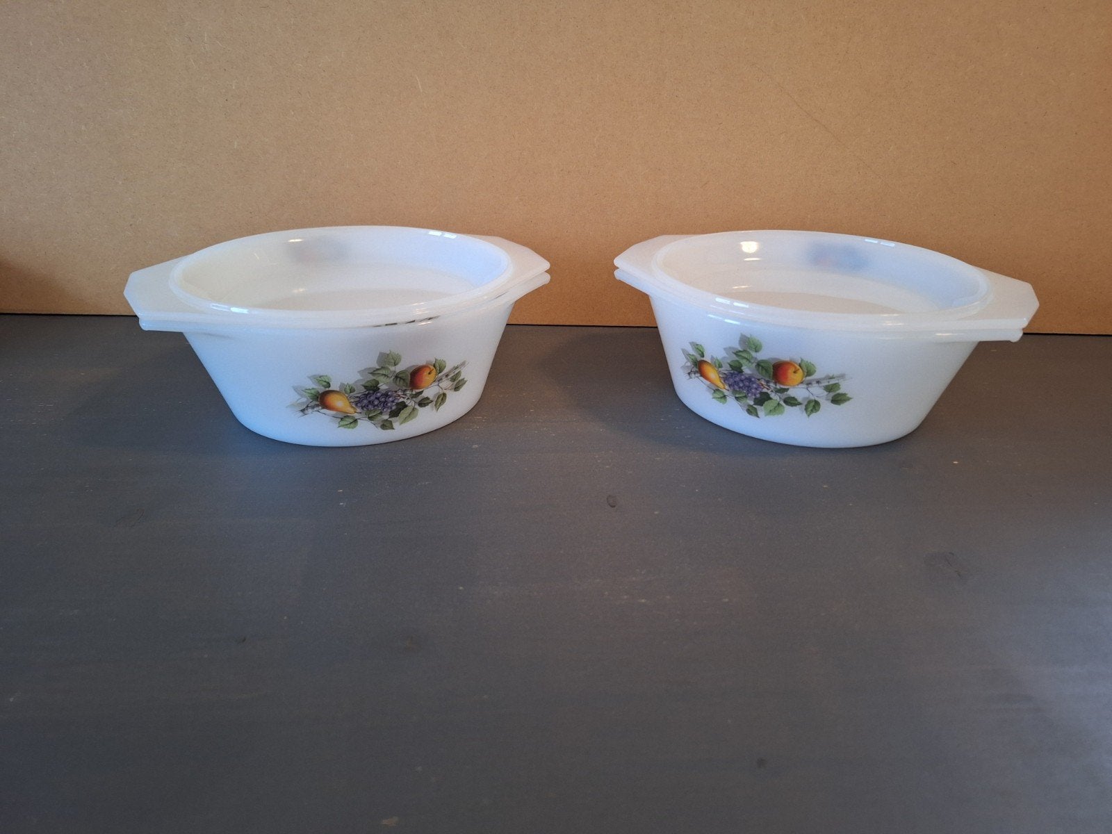 Vintage Opale Wit Servies met Fruitdecor - 10-delig, Ophalen of Verzenden