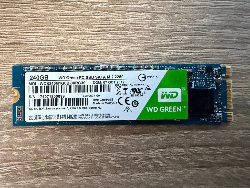 M.2 SSD WD Green 240 GB, Computers en Software, Intern, Gebruikt, 240 GB, SSD