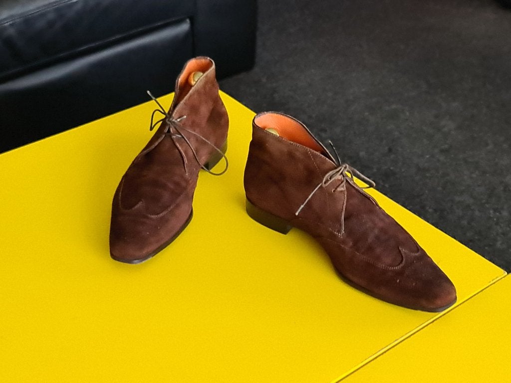 Santoni suede half hoog met bruine kleur maat 6/5, Bruin, Verzenden, Zo goed als nieuw, Santoni