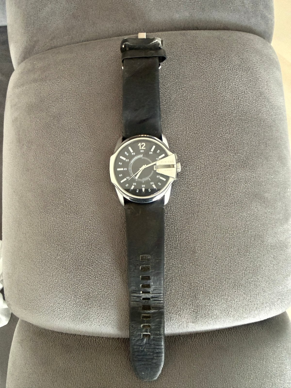 Diesel horloge met zwart leren bandje, Staal, Polshorloge, Ophalen, Overige merken