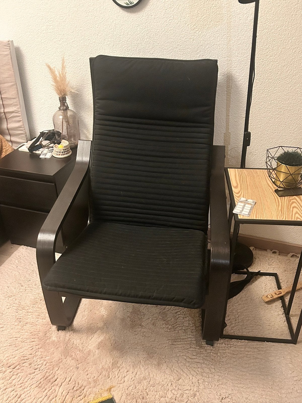 Schommelstoel IKEA zwartbruin met extra hoes, Tuin en Terras, Ophalen of Verzenden, Zo goed als nieuw, Wicker