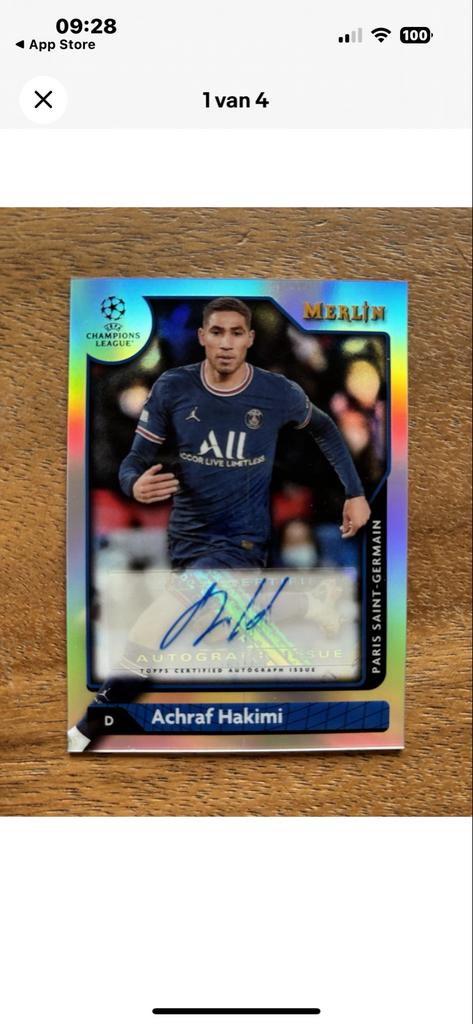 Achraf Hakimi Topps Merlin Chrome Autograph PSG, Ophalen of Verzenden, Zo goed als nieuw, Buitenlandse clubs, Spelerskaart