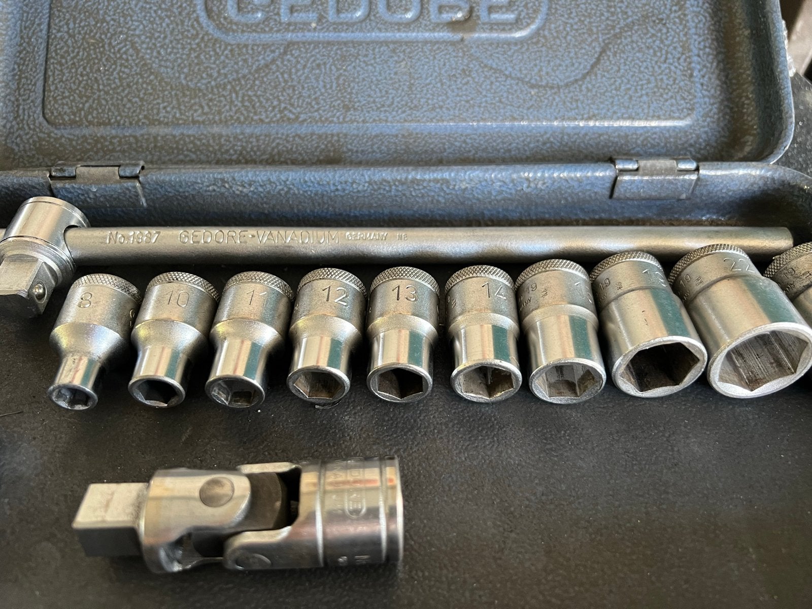 Gedore Doppenset 13-delig 1/2 inch, Ophalen of Verzenden, Gebruikt, Sleutel/ratel, Gedore