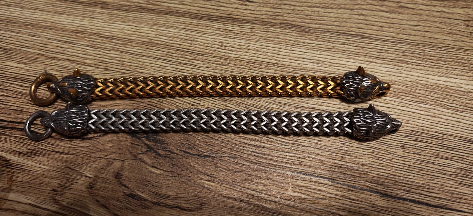 2 mooie zware Viking Wolf armbanden RVS, Ophalen of Verzenden, Zo goed als nieuw, Zilver, Staal