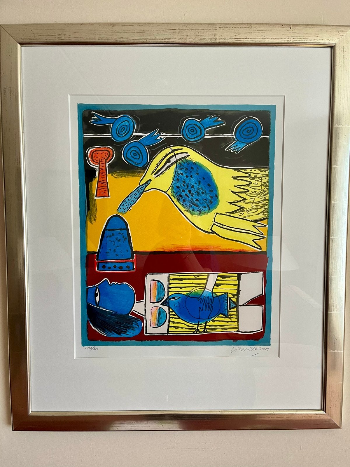 Corneille schilderij, Papier/karton, Achter glas, Ophalen of Verzenden, Dieren
