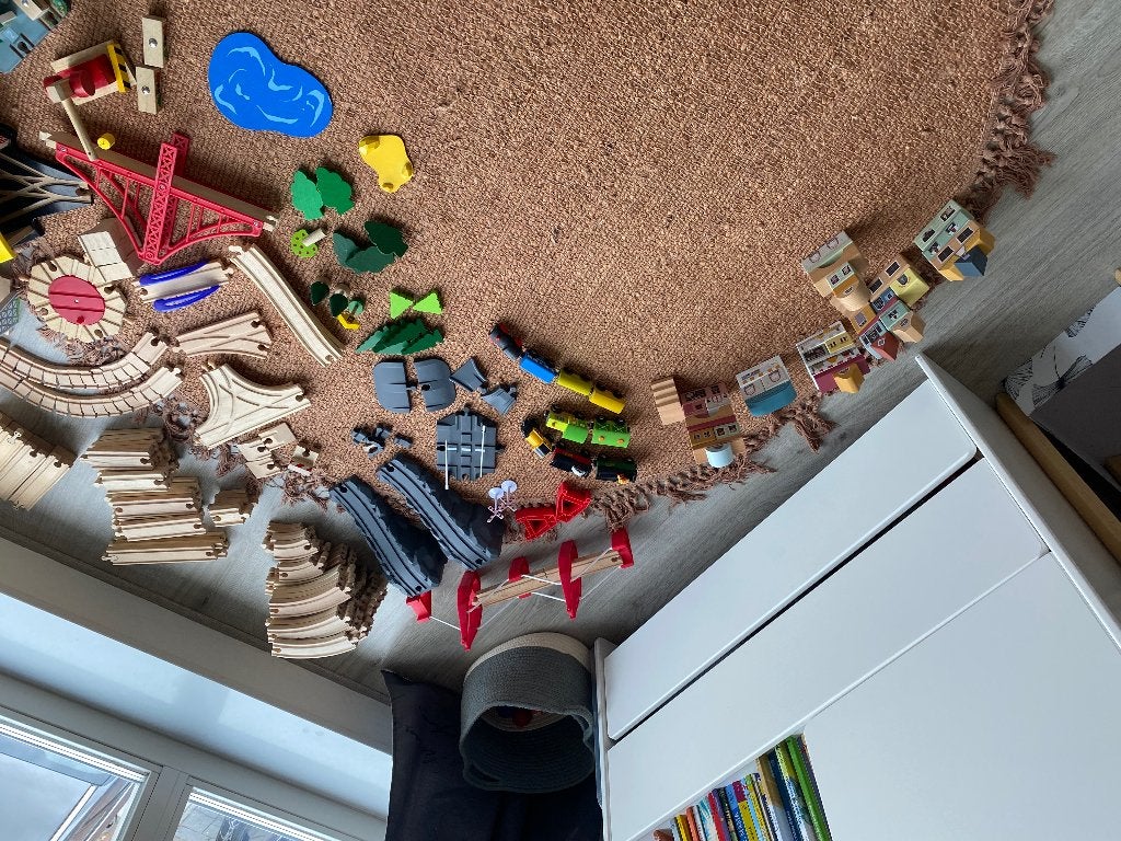 Grote houten treinbaanset Ikea, Little dutch en meer, Kinderen en Baby's, Ophalen, Gebruikt, Rij- of Hobbelspeelgoed