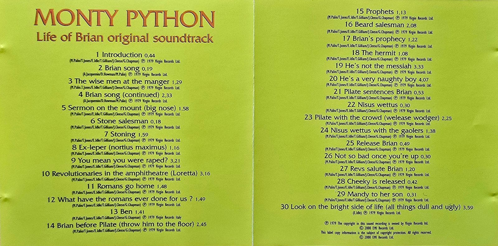Monty Python: Life of Brian Original Soundtrack CD, Ophalen of Verzenden, Gebruikt