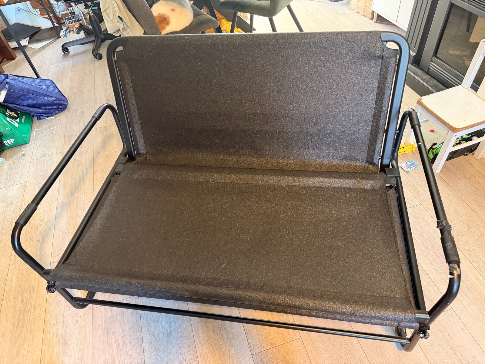 Uitvouwbare bank/bed 118x180 cm, Ophalen, Gebruikt, 190 cm of minder, Grijs