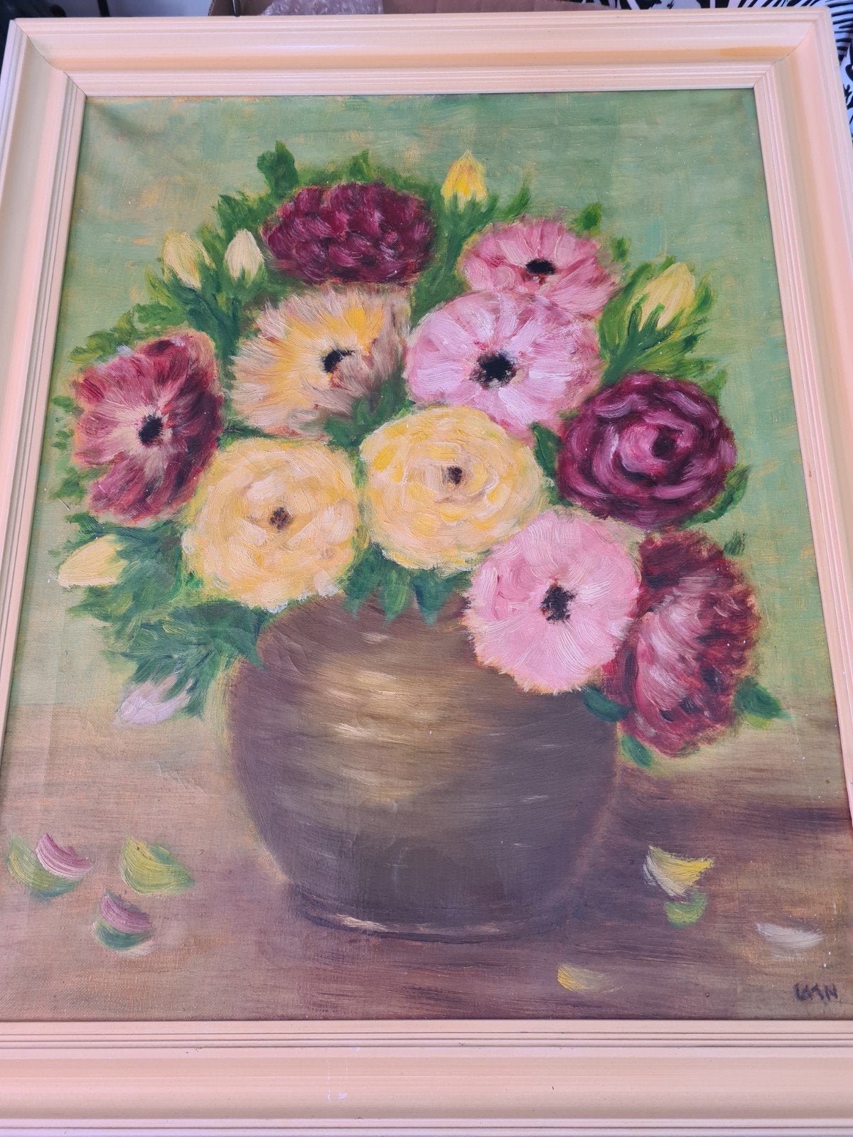 Schilderij op doek, gesigneerd HGN, 57x47 cm, Antiek en Kunst, Kunst | Schilderijen | Klassiek, Ophalen