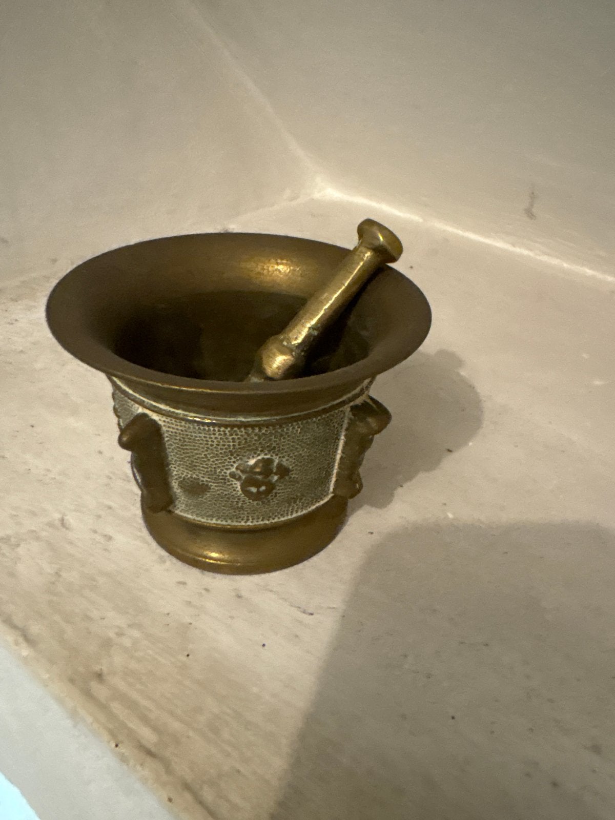 Antieke Bronzen Vijzel met Stamper, Ophalen, Brons