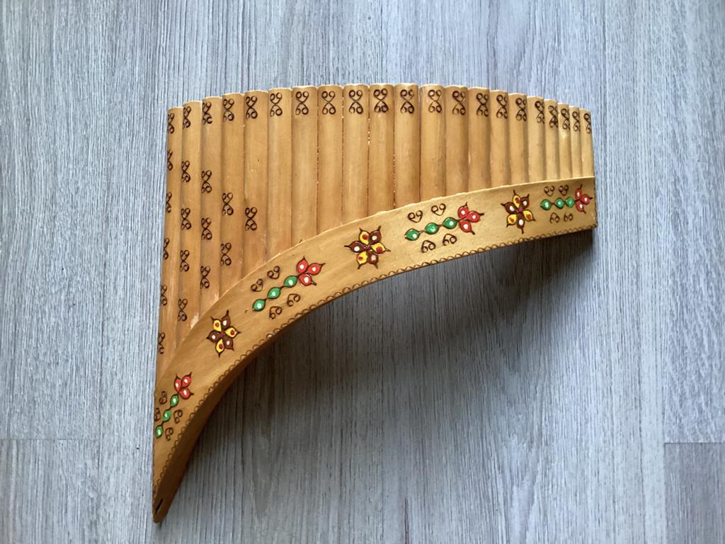 Vintage 21 bamtboepijpen handgemaakte panfluit:, Muziek en Instrumenten, Blaasinstrumenten | Overige, Ophalen of Verzenden, Zo goed als nieuw