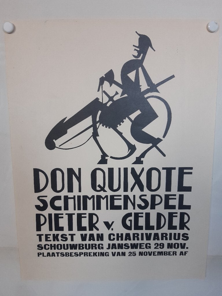 Originele Poster Don Quixote Schimmenspel Pieter Gelder 1927, Ophalen of Verzenden, A1 t/m A3, Film en Tv, Rechthoekig Staand